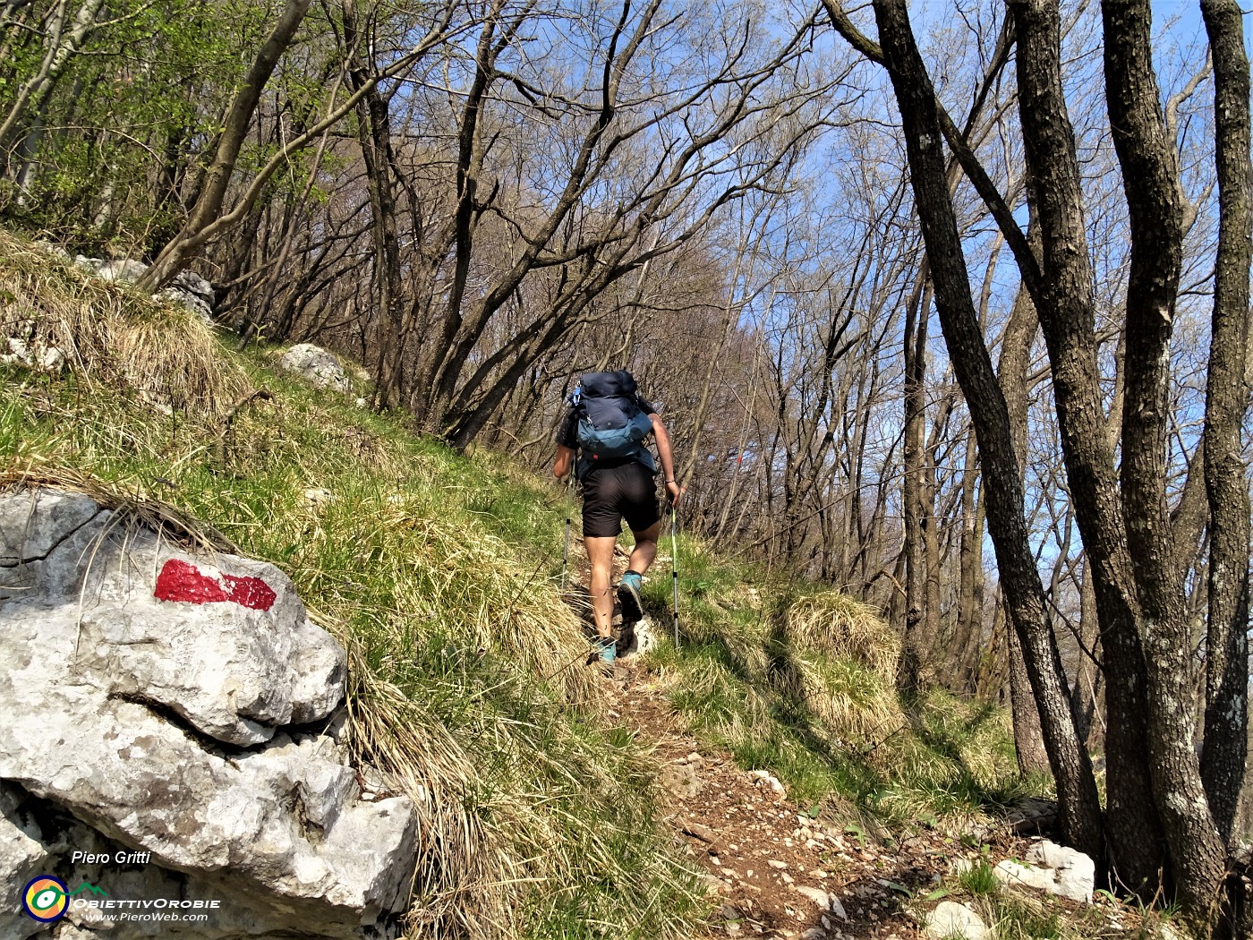 56 Dopo un bel po' di cammino in  traverso ed in lieve salita, al bivio segnalato con freccia rossa, prendiamo a dx.JPG